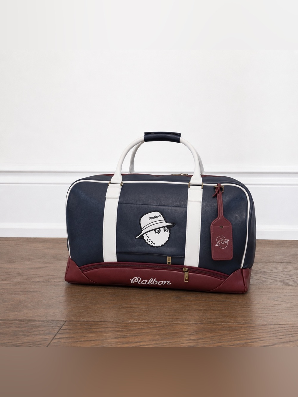 Malbon Golf Boston Duffle Bag | Navy & Burgundy |